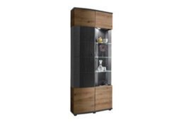 Arte Elegant Dera 12 Tall Display Cabinet H2000mm W700mm D380mm - Oak Artisan & Graphite Grey - thumbnail 3