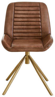 Orsina Buffalo Brown Genuine Leather Accent Chair, Channel Detailed Brown Leather Seat And Back, Modern Accent Chair - image 1