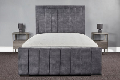 Sloomy Arizona Bed Frame With Sprung Memory Foam Mattress- Steel Plush- Small Double - image 1