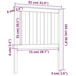 Berkfield Bed Headboard Grey 81X6X101 Cm Solid Wood Pine - thumbnail 6