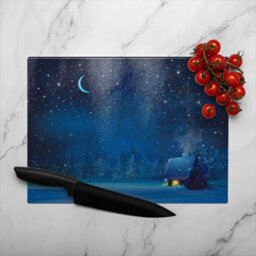 Benjamin Tate Design Night Winter Landscape Dining Glass Chopping Boarddesigner Style - thumbnail 3