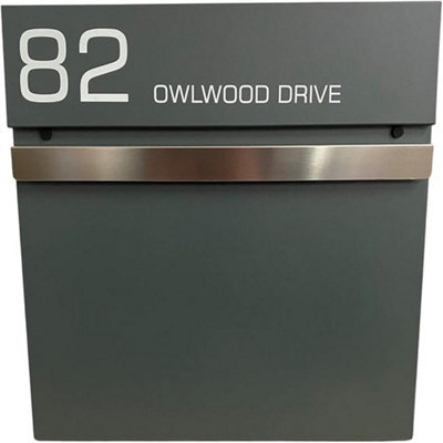 One of a Kind Design UK One Of A Kind Uk Personalized Wall-Mounted Postbox Contemporary Lockable Mailbox With Newspaper Slot Waterproof Letter Box - Grey - image 1