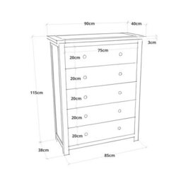 Cabinet Bits Argenta 5 Drawer Chest Of Drawers Chrome Cup Handle - thumbnail 4