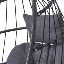 Thehotsale 88Cm W X 192Cm H Egg-Shaped Hanging Chair With Soft Cushion & Headrest Black Indoor Chairs - thumbnail 3
