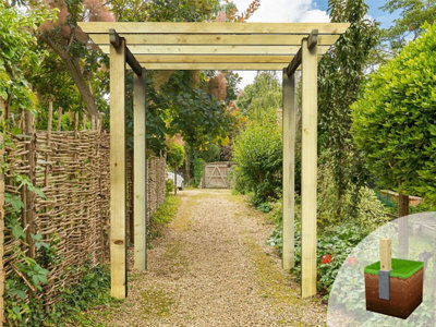 Edecks Heavy Duty Royal Walkway Wooden Garden Pergola (W 2400mm X D 2400mm) With Concrete In Posts (2.7M) - image 1