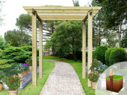 Edecks Heavy Duty Royal Walkway Wooden Garden Pergola (W 2400mm X D 2400mm) With Concrete In Posts (2.7M) - thumbnail 5