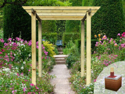 Edecks Heavy Duty Royal Walkway Wooden Garden Pergola (W 2400mm X D 2400mm) With Concrete In Posts (2.7M) - thumbnail 2