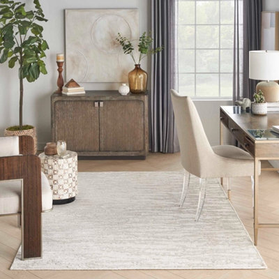 Ivory Wool Luxurious Modern Handmade Easy To Clean Abstract Optical/ (3D) Dining Room Bedroom And Living Room Rug -168Cm X 226Cm