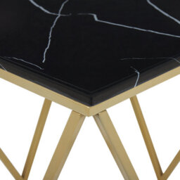 Beliani Square Side/end Table 50 X 50 Cm Black Marble-Effect Mdf Top Gold Metal Frame - thumbnail 5