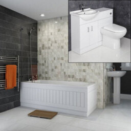 Affine Bathroom Suite Single Ended Bath 1050mm Basin Vanity Unit Toilet Gloss White - thumbnail 2