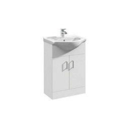 Affine Bathroom Suite Single Ended Bath 1050mm Basin Vanity Unit Toilet Gloss White - thumbnail 7