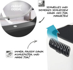 Cat Litter Box, Rotho Litter Tray With Hood And Scooper, Cappuccino/anthracite - thumbnail 5
