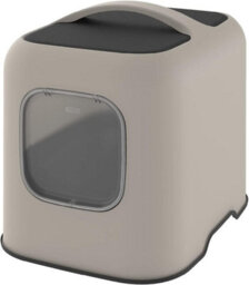 Cat Litter Box, Rotho Litter Tray With Hood And Scooper, Cappuccino/anthracite - thumbnail 1
