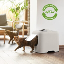 Cat Litter Box, Rotho Litter Tray With Hood And Scooper, Cappuccino/anthracite - thumbnail 2
