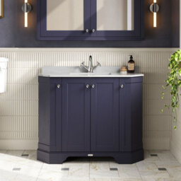 Hudson Reed Floor Standing 4 Door Angled Vanity Unit With 1 Tap Hole Grey Marble Top & Basin, Twilight Blue, 1036 X 470 mm - thumbnail 2
