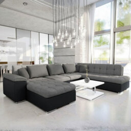 Niko Bis U Shaped Fold Out Corner Sofa Bed For Living Room With Storage Grey And Black Left - thumbnail 1