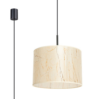Luminosa Lighting Luminosa Nevia Cylindrical Pendant Ceiling Light Beige Marble, Black 1X E27 - image 1