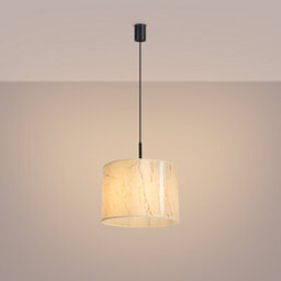 Luminosa Lighting Luminosa Nevia Cylindrical Pendant Ceiling Light Beige Marble, Black 1X E27 - thumbnail 4