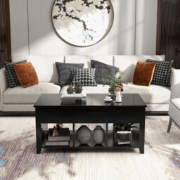 Costway Lift Top Coffee Table Modern Wooden Center Table For Living Room-Black - thumbnail 5