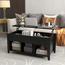 Costway Lift Top Coffee Table Modern Wooden Center Table For Living Room-Black - thumbnail 4