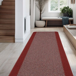 Red Modern Plain Stain-Resistant Mat For Living Room, Utility Room, Dining Room, Bathroom & Kitchen -67Cm X 200Cm (Runner) - thumbnail 4