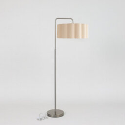 CGC Lighting Cgc Kyra Brushed Nickel Angled Floor Lamp With Large Cream Scalloped Lampshade - thumbnail 1