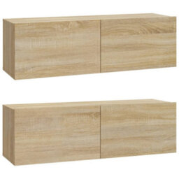 Walplus Wall Tv Cabinets 2 Pcs Sonoma Oak 100X30X30 Cm Engineered Wood - thumbnail 2