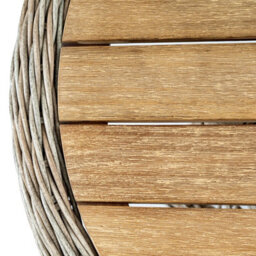 Wyld Haus Santorini Round Cream Wicker Side Table With Wooden Top, 700mm Diameter - thumbnail 3