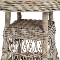 Wyld Haus Santorini Round Cream Wicker Side Table With Wooden Top, 700mm Diameter - thumbnail 4