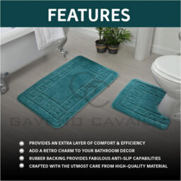 Gc Gaveno Cavailia Grecian Grace 2 Piece Non Slip Bath Mat Set Aqua Quick Dry Water Absorbent Bathroom Shower Mat & Pedestal Set - thumbnail 4