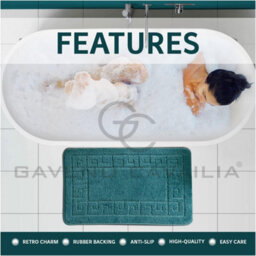 Gc Gaveno Cavailia Grecian Grace 2 Piece Non Slip Bath Mat Set Aqua Quick Dry Water Absorbent Bathroom Shower Mat & Pedestal Set - thumbnail 3
