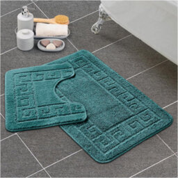 Gc Gaveno Cavailia Grecian Grace 2 Piece Non Slip Bath Mat Set Aqua Quick Dry Water Absorbent Bathroom Shower Mat & Pedestal Set - thumbnail 1