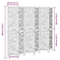 Vidaxl Room Divider 6 Panels Black Solid Wood Paulownia - thumbnail 3