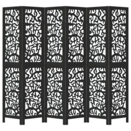 Vidaxl Room Divider 6 Panels Black Solid Wood Paulownia - thumbnail 4