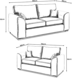 Plush Velvet 3+2 Sofa Set Cream High Back Couch Settee For Living Room Lounge Indoors - thumbnail 4