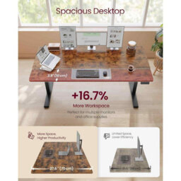 Height Adjustable Standing Desk For Home Office, Electric Workstation With Memory Function, Rustic Brown - thumbnail 5