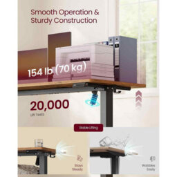 Height Adjustable Standing Desk For Home Office, Electric Workstation With Memory Function, Rustic Brown - thumbnail 4