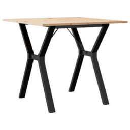 Berkfield Dining Table Y-Frame 90X90X75 Cm Solid Wood Pine And Steel - thumbnail 2