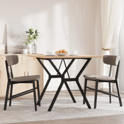 Berkfield Dining Table Y-Frame 90X90X75 Cm Solid Wood Pine And Steel - thumbnail 3