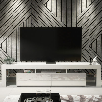Creative Furniture Nova Tv Unit 200Cm - White With Gloss Doors - image 1