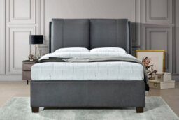 Save On Goods UK 5Ft King Size Faux Leather Grey Ottoman Liftup Storage Pillow Back Padded Bed Frame Bedstead - thumbnail 2