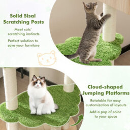 Costway 139 Cm Cat Tree Multi-Level Wood Cat Tower W/ Cat Condo Kitten Activity Center - thumbnail 6