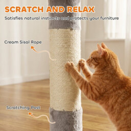 Pawhut Floor To Ceiling Cat Tree, 230-250Cm Multi-Level Cat Tower Light Grey - thumbnail 7