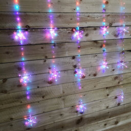 Samuel Alexander 1.3M X 1.2M Light Up Snowflake Christmas Curtain Lights With 390 Rainbow & Orange Twinkling Leds - thumbnail 3