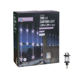 Samuel Alexander 1.3M X 1.2M Light Up Snowflake Christmas Curtain Lights With 390 Rainbow & Orange Twinkling Leds - thumbnail 8