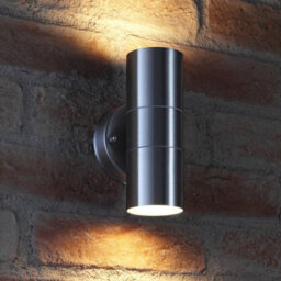 Auraglow Stainless Steel Up & Down Outdoor Wall Light - Warm White - thumbnail 1