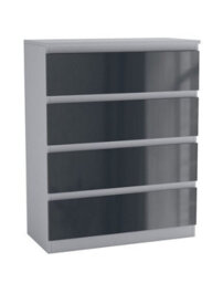 Urbn-Living Urbnliving 90Cm Tall 4 Drawer High Gloss Bedside Chest Of Drawers With Smooth Metal Runner Grey & Grey - thumbnail 2