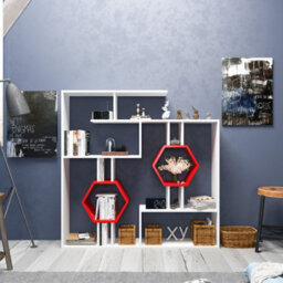 Decorotika Tamara Bookcase White Red - thumbnail 1