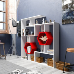 Decorotika Tamara Bookcase White Red - thumbnail 2