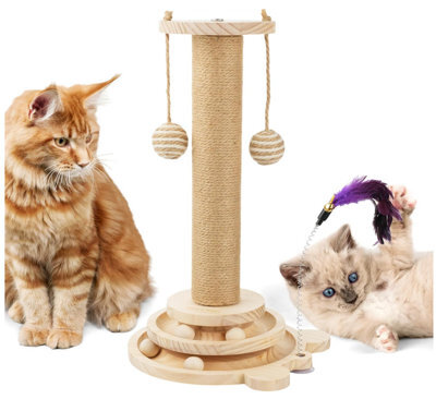 Daisy & Max Indoor Cat Scratching Post 45Cm, Tall Sisal Cat Scratcher With Sturdy Base & Hanging Toys, Durable Cat Toys - image 1